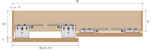 [SZ.GH.2DRS] طقم سكة سحاب شبح لدرفتين هيدروليك طول 3 متر (م)
