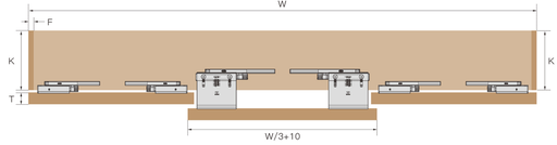 [SZ.GH.3DRS] طقم سكة سحاب شبح لثلاث درف هيدروليك طول 3 متر (م)